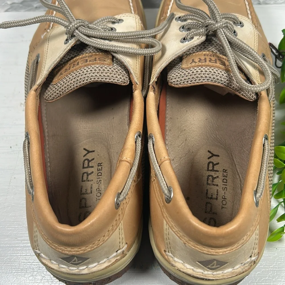 Sperry Billfish 3 Eye Leather Men's Top Sider Tan Cream Boat Shoes Loafer Style